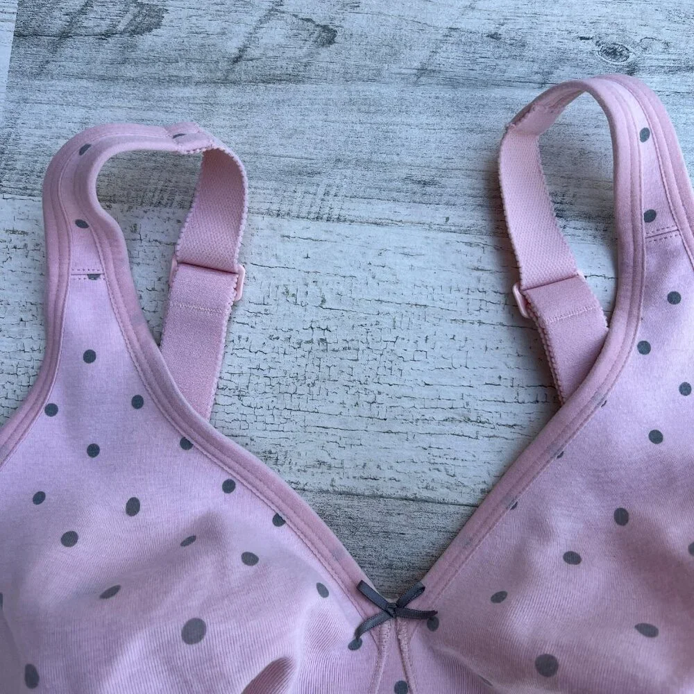 Cacique Bra 44D Pink Gray‎ Polka Dot